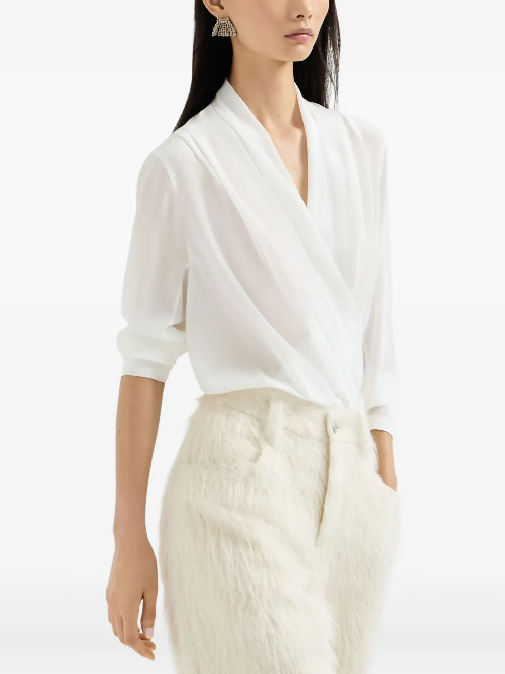 Brunello Cucinelli Wrap-effect Bodysuit In White