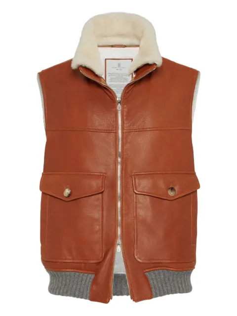 Brunello Cucinelli shearling-collar padded gilet