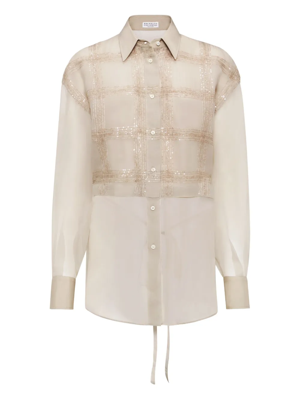 Brunello Cucinelli Dazzling Embroidered Shirt In Neutral