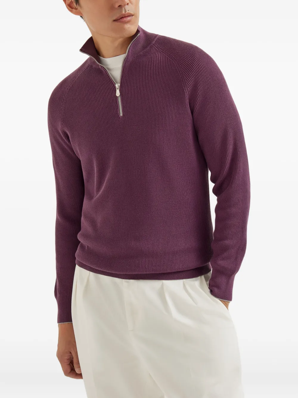 Brunello Cucinelli Ribbed Cotton Sweater In Animal Print