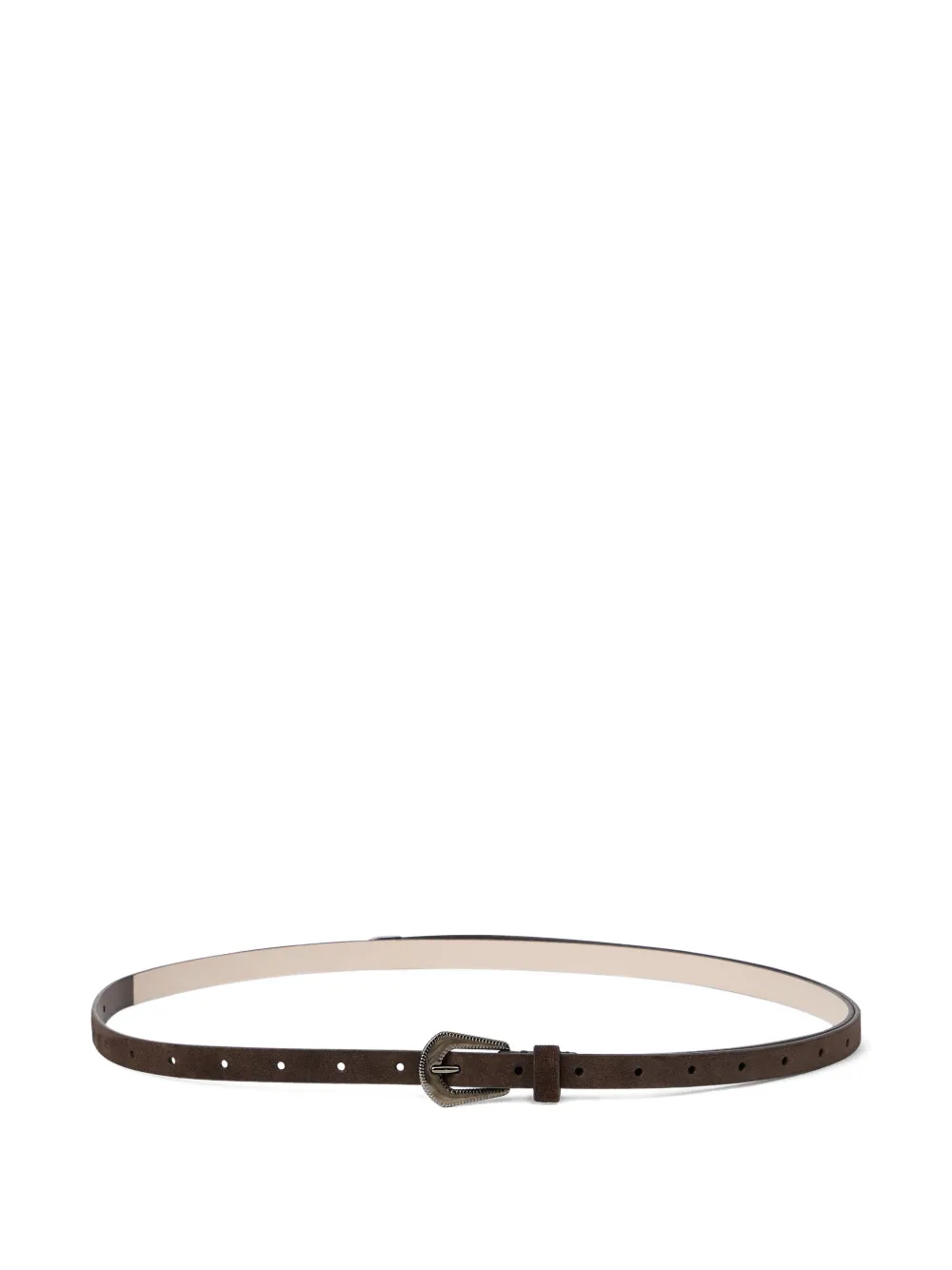 Brunello Cucinelli Suede Slim Western Belt In Brown