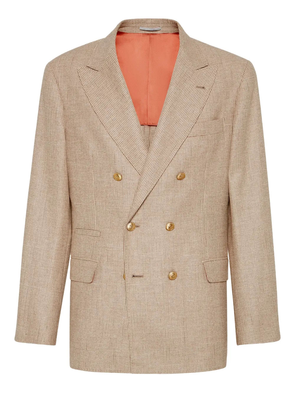 Brunello Cucinelli double-breasted houndstooth blazer | Neutrals | Image 1