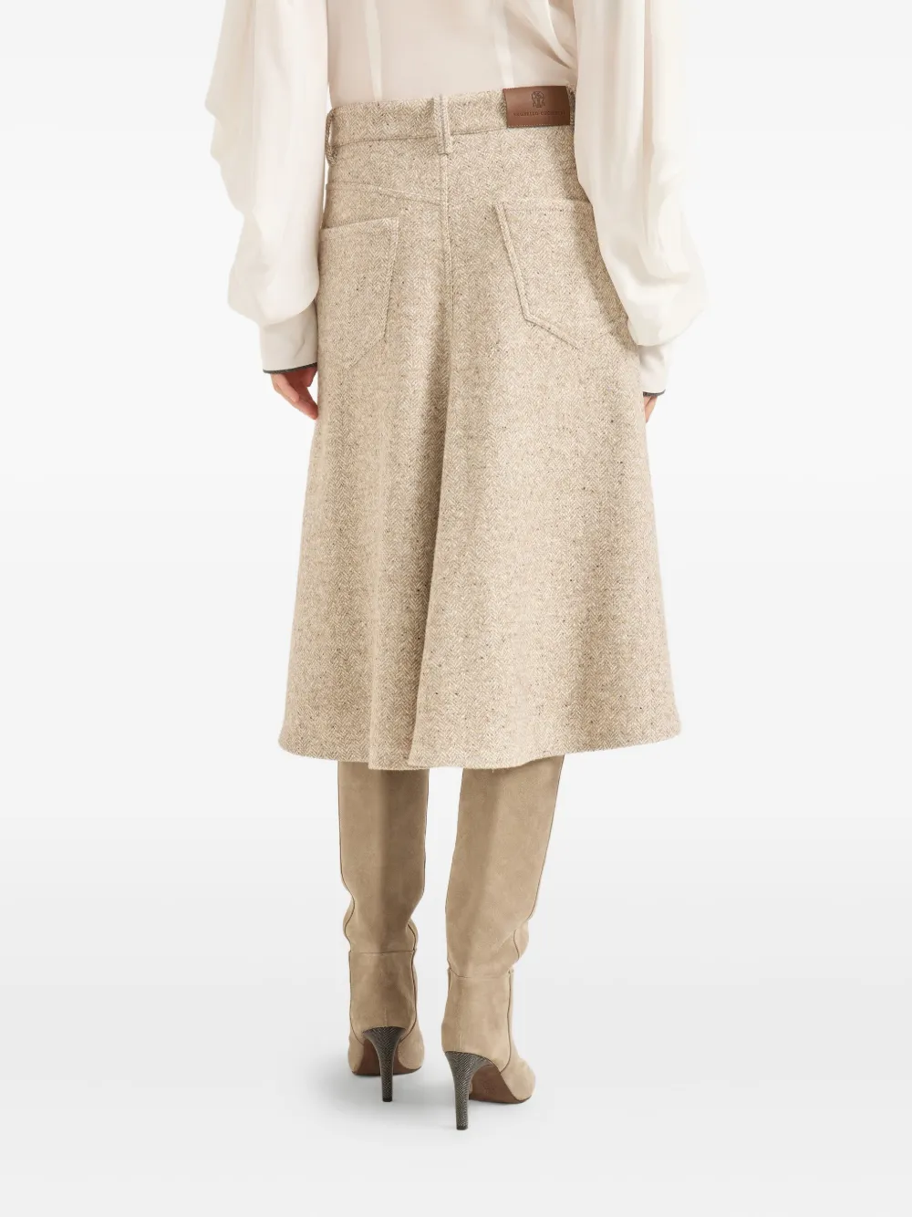 Brunello Cucinelli Midi-rok met vijf zakken Beige