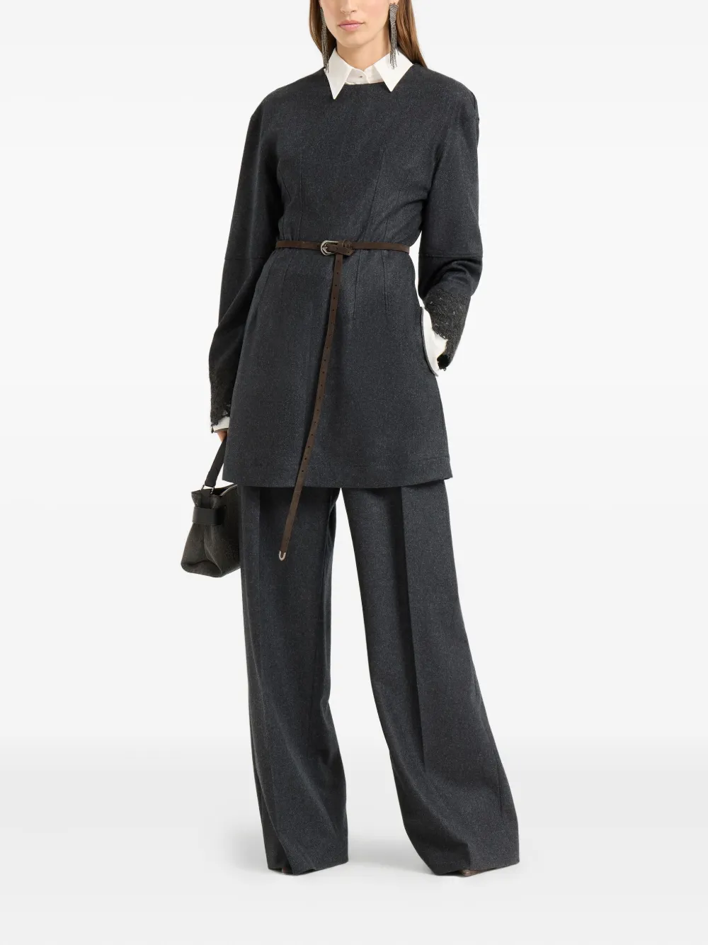 Brunello Cucinelli Wool Mini Dress In Gray