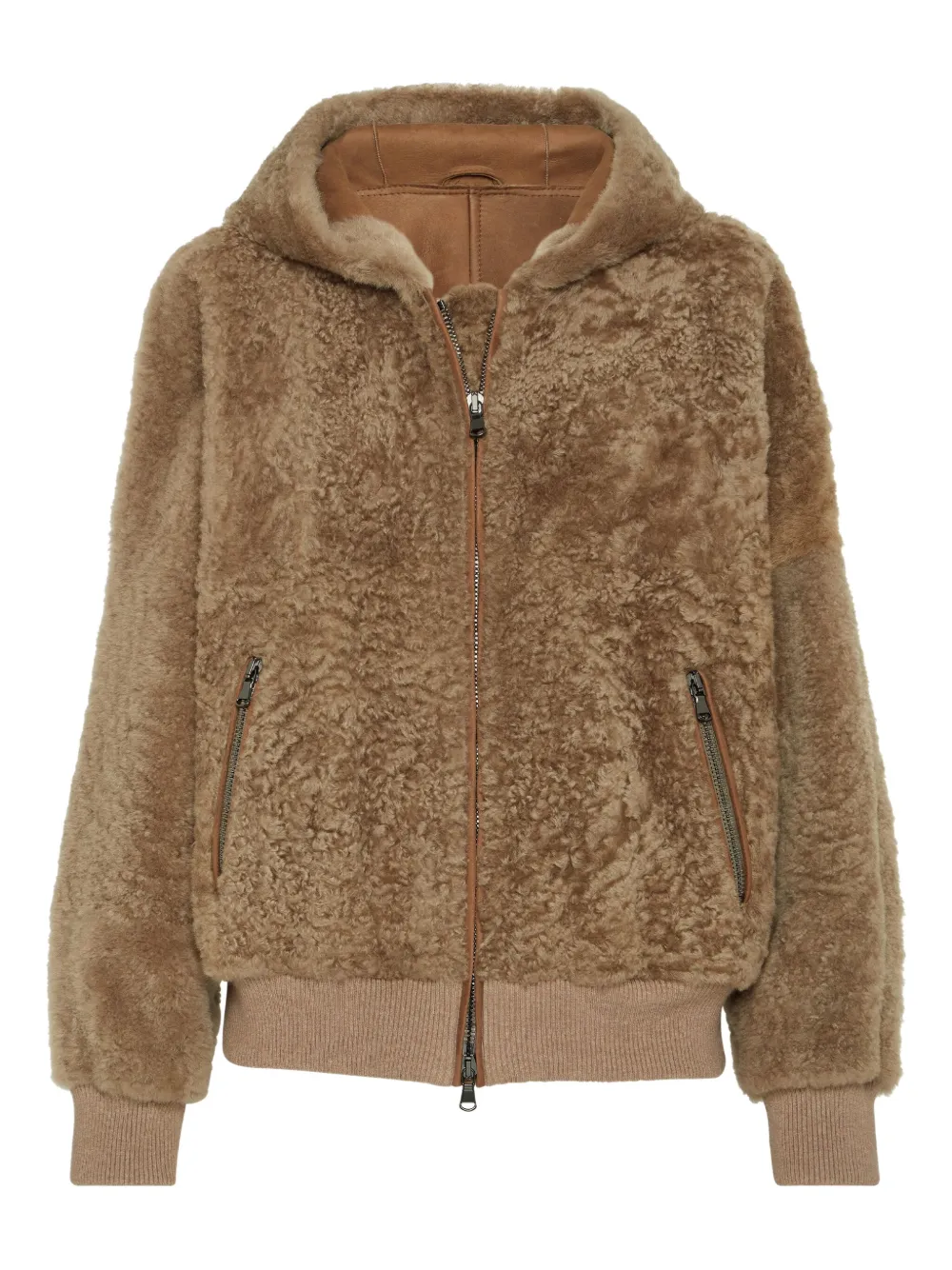 Brunello Cucinelli hooded shearling jacket | Brown | Image 1