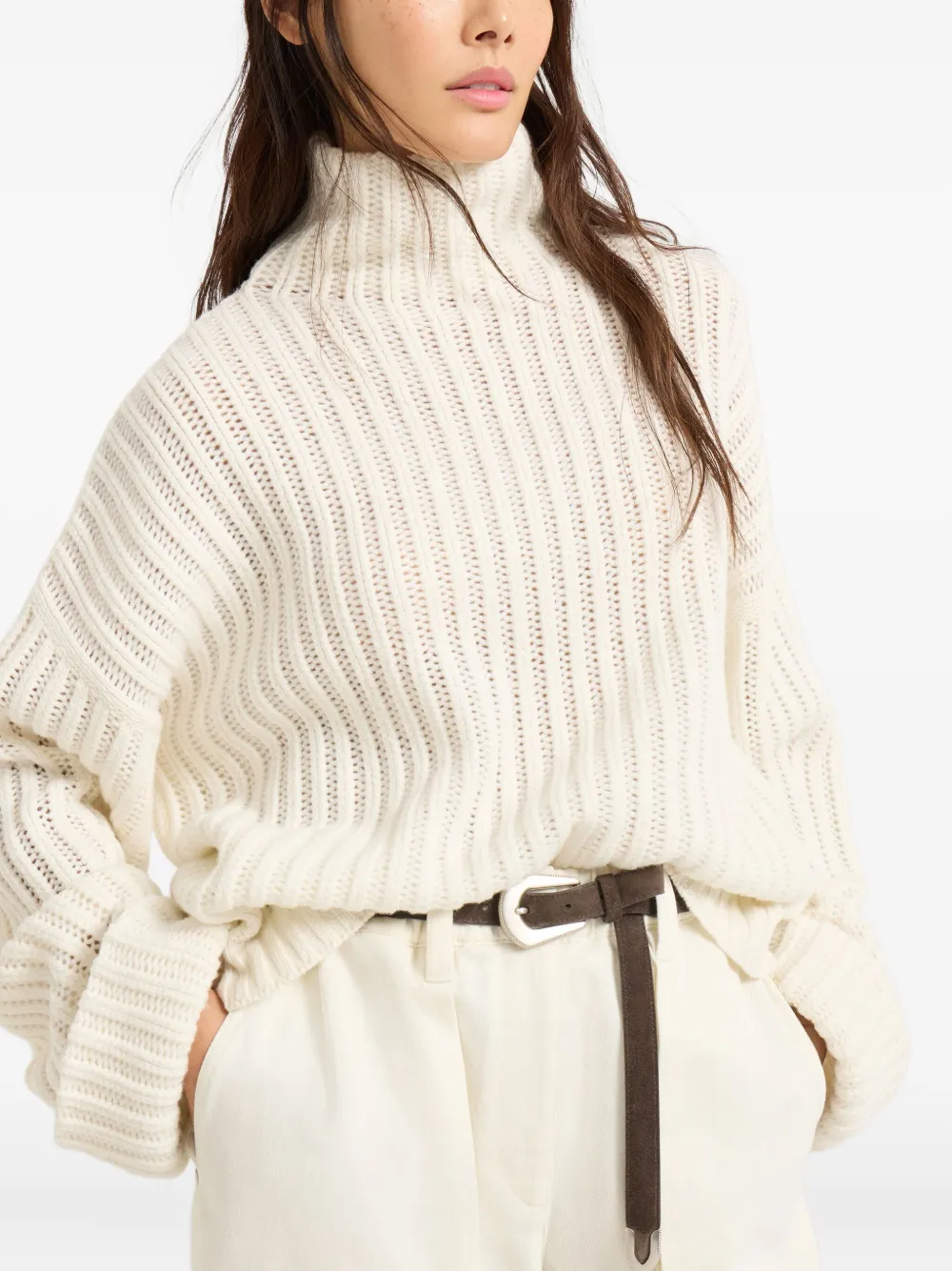 Brunello Cucinelli Roll-neck Sweater In White