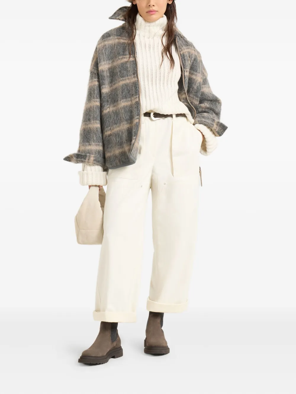 Brunello Cucinelli Roll-neck Sweater In White