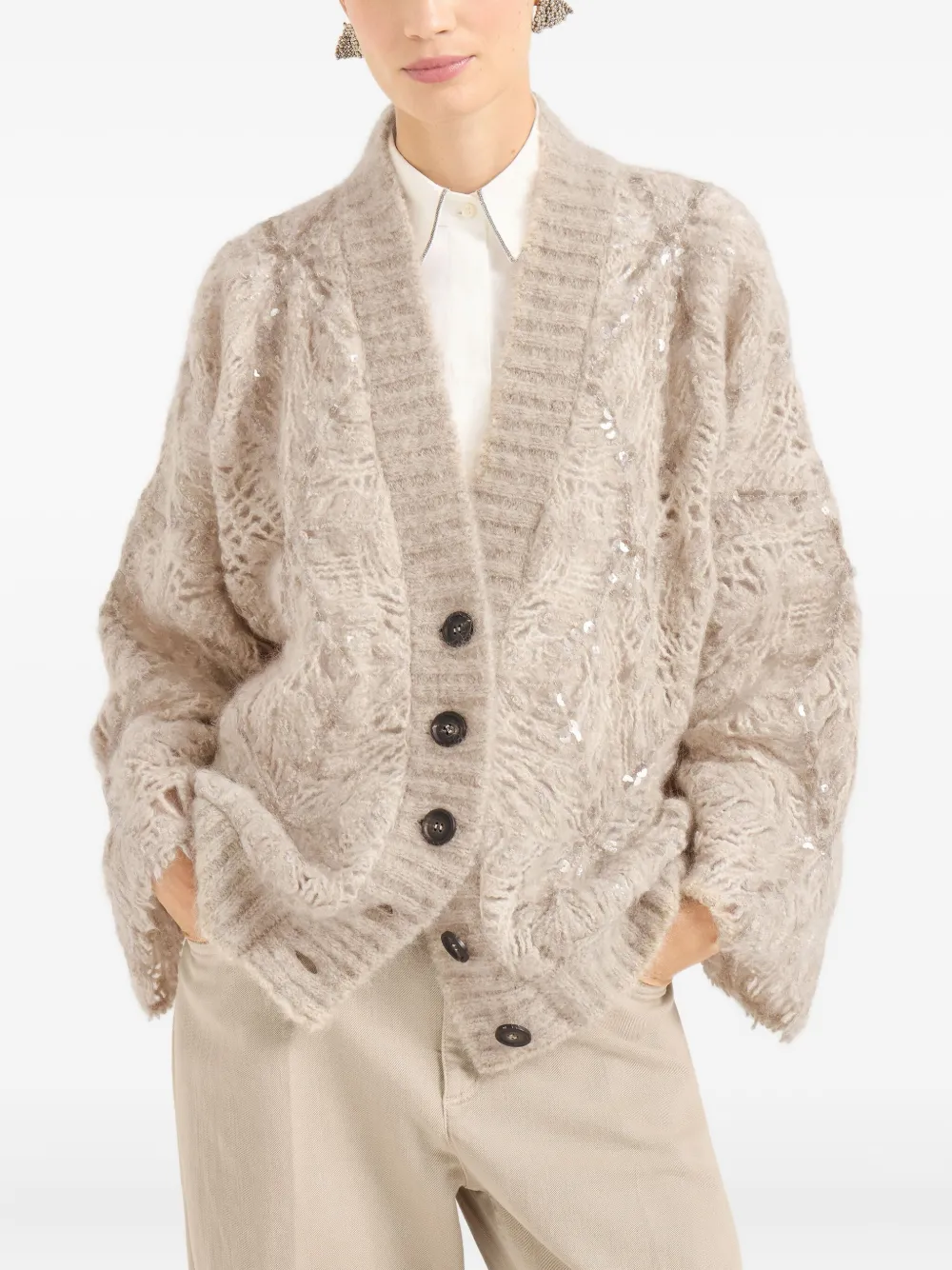 Brunello Cucinelli Vest met lange mouwen Beige