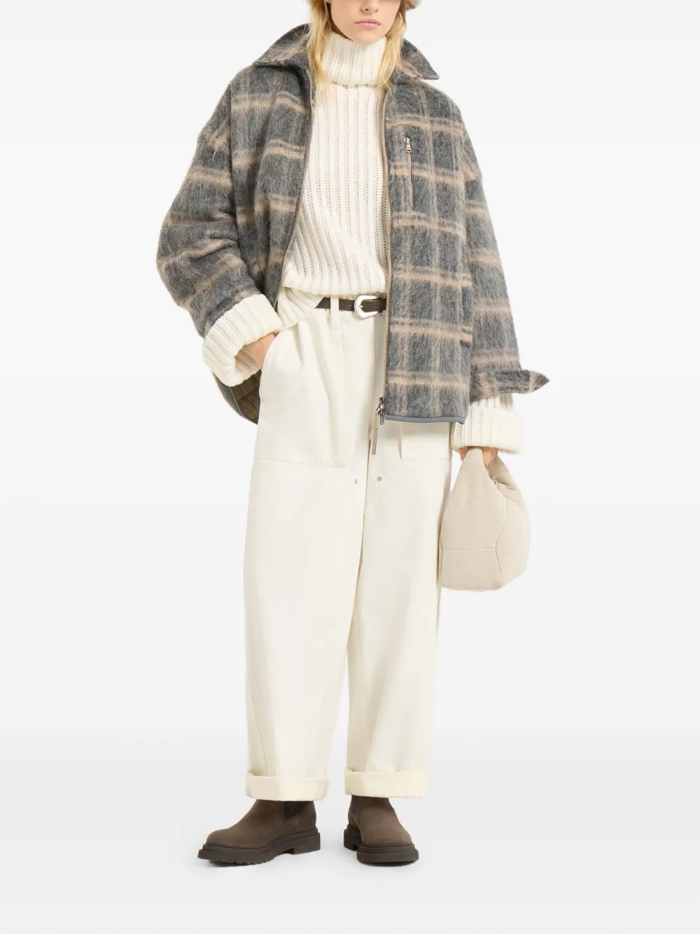 Brunello Cucinelli check knit jacket | Oversized Jackets | Image 2