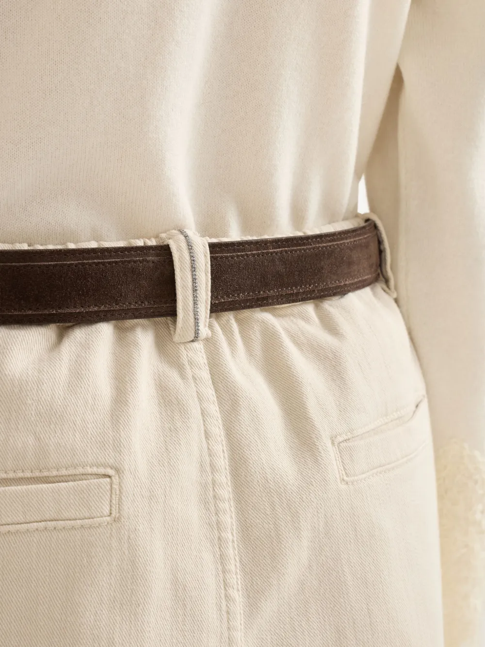Brunello Cucinelli Baggy Trousers With Monili In Neutral