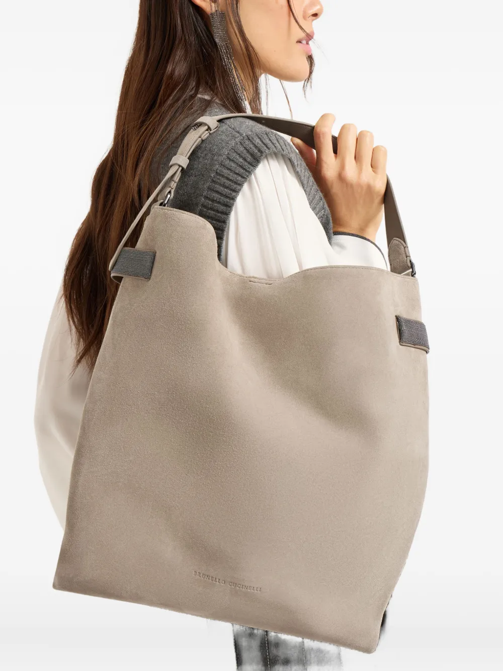 Brunello Cucinelli Schoudertas met Monili-detail - Grijs