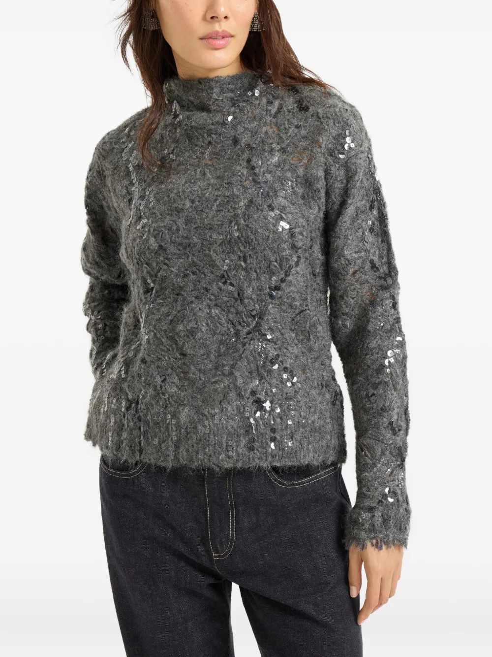 Brunello Cucinelli Verfraaide trui Grijs