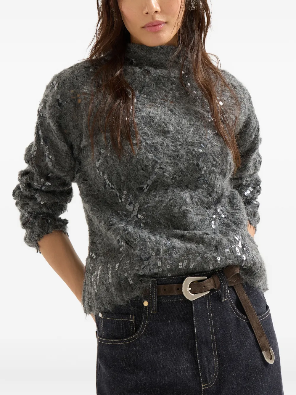 Brunello Cucinelli Verfraaide trui Grijs