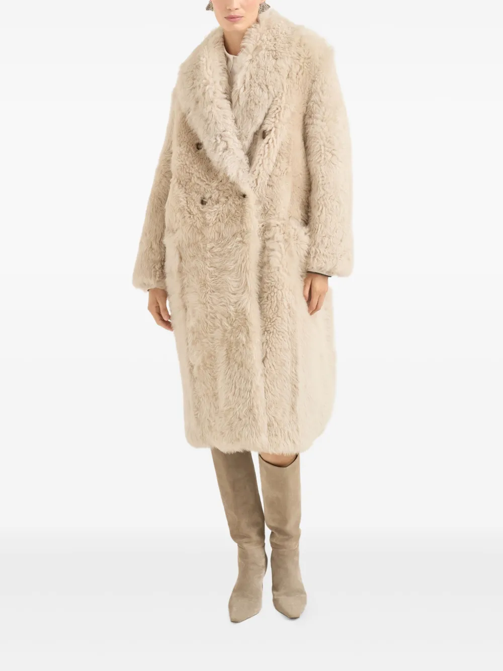 Brunello Cucinelli double-breasted shearling coat | Faux Fur & Shearling Jackets | Image 2