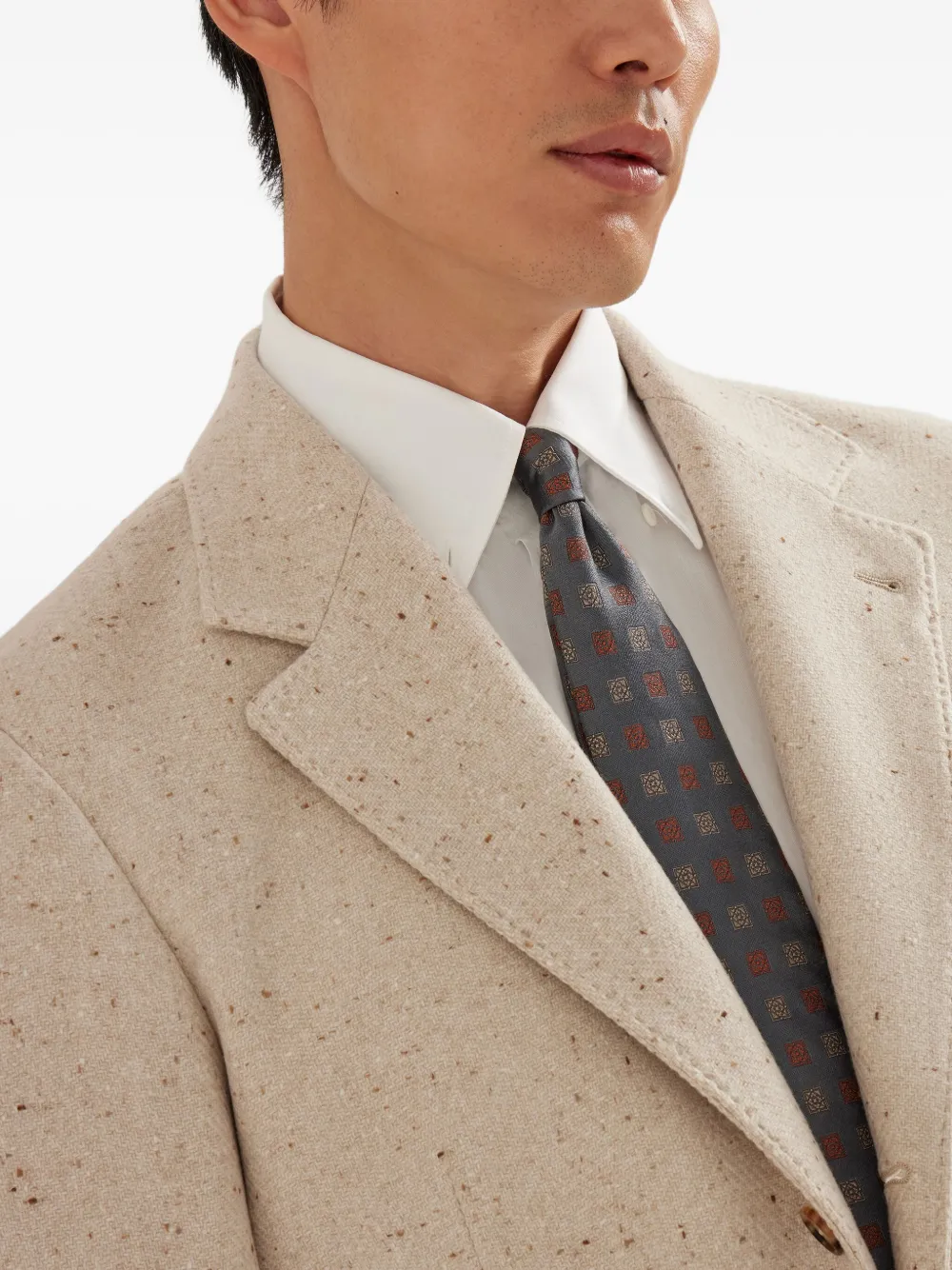 Brunello Cucinelli Blazer met gekerfde revers Beige