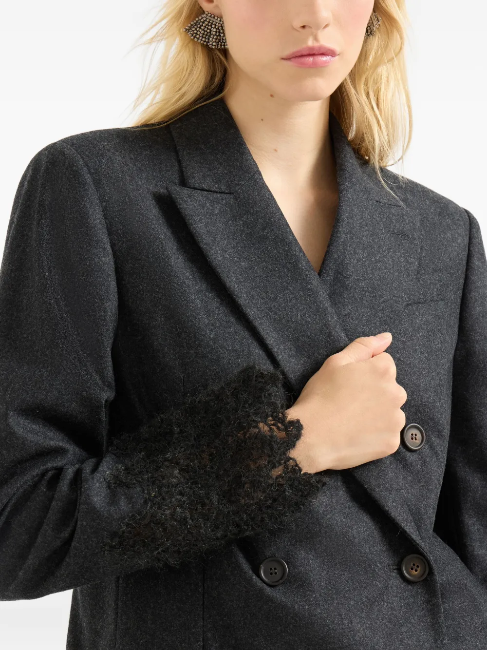 Brunello Cucinelli Double-breasted Blazer In Gray