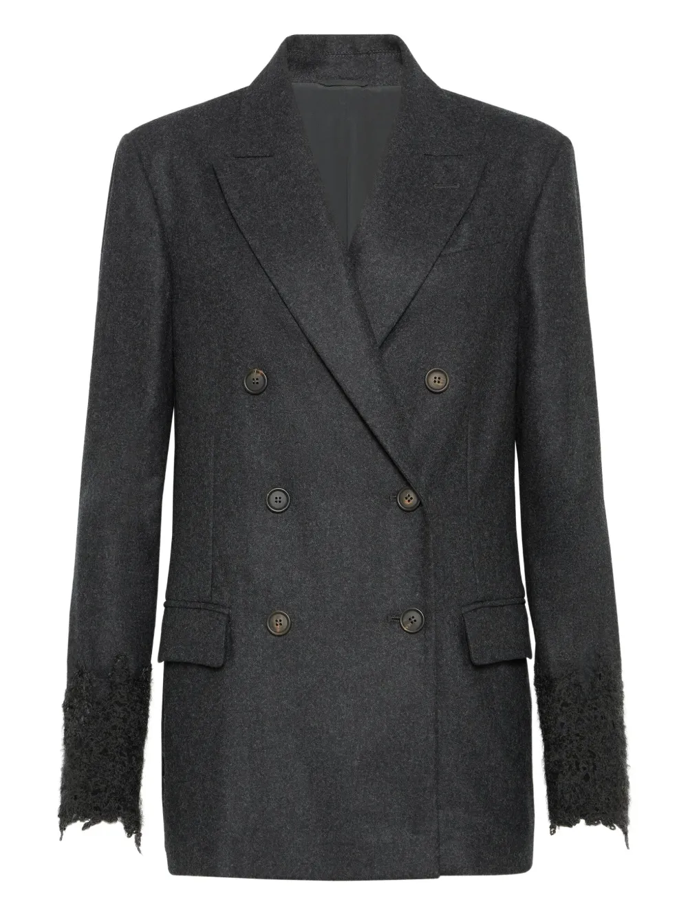 Brunello Cucinelli Double-breasted Blazer In Gray