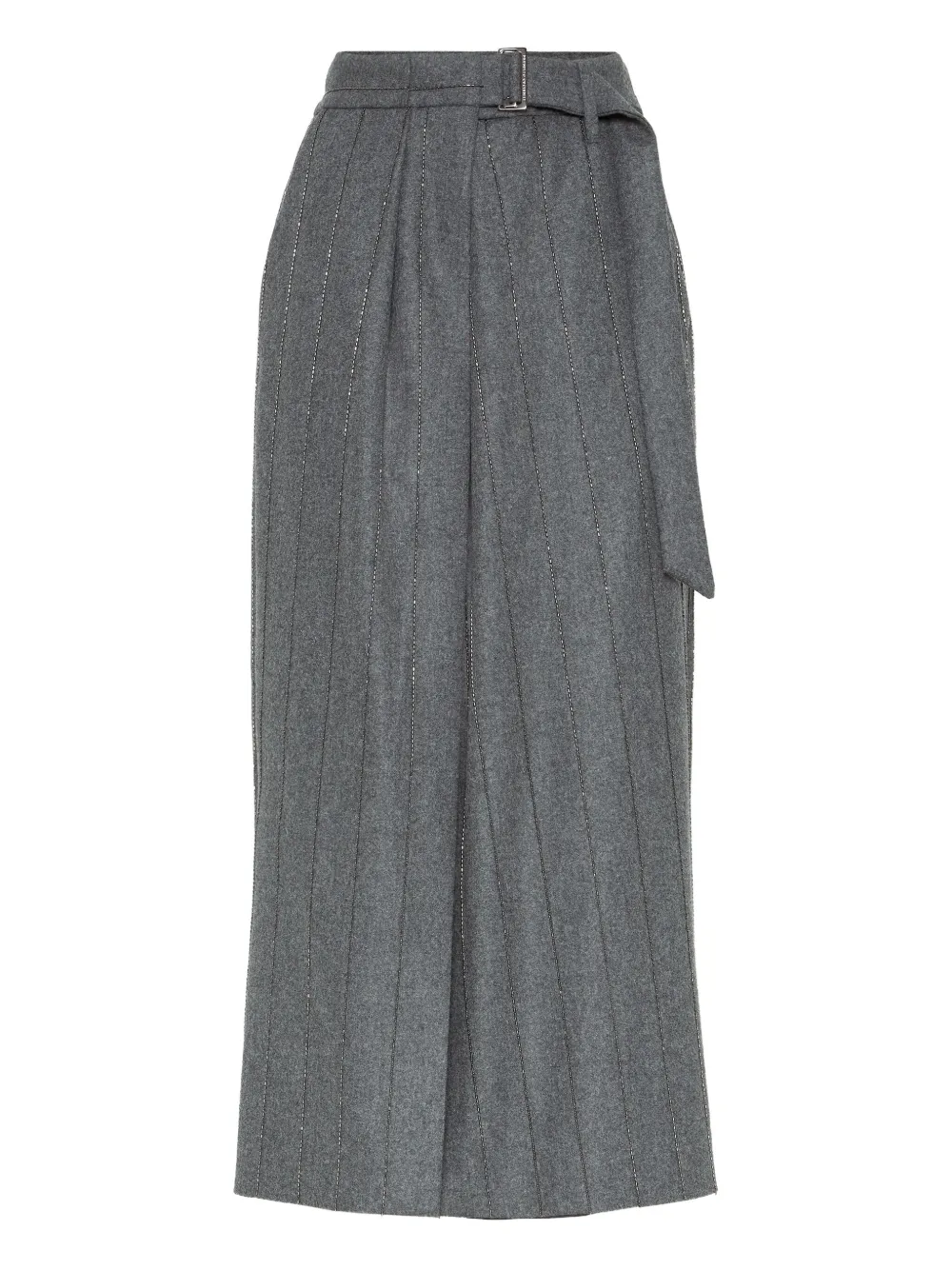 Brunello Cucinelli pinstripe wrap long skirt | Grey | Image 1