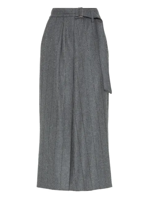 Brunello Cucinelli pinstripe wrap long skirt