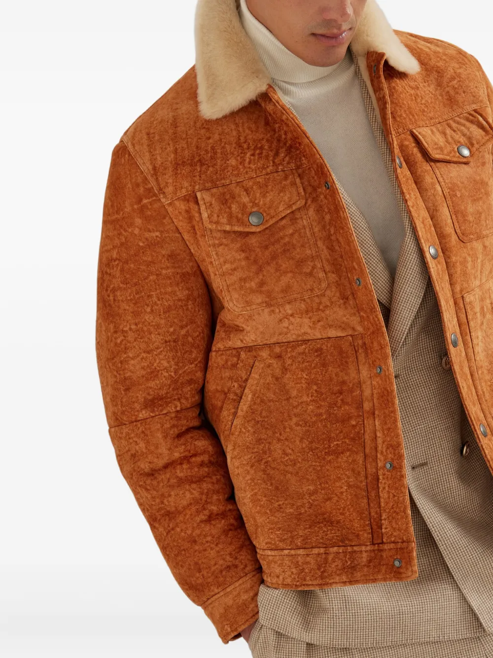 Brunello Cucinelli Jack met lammy kraag Bruin