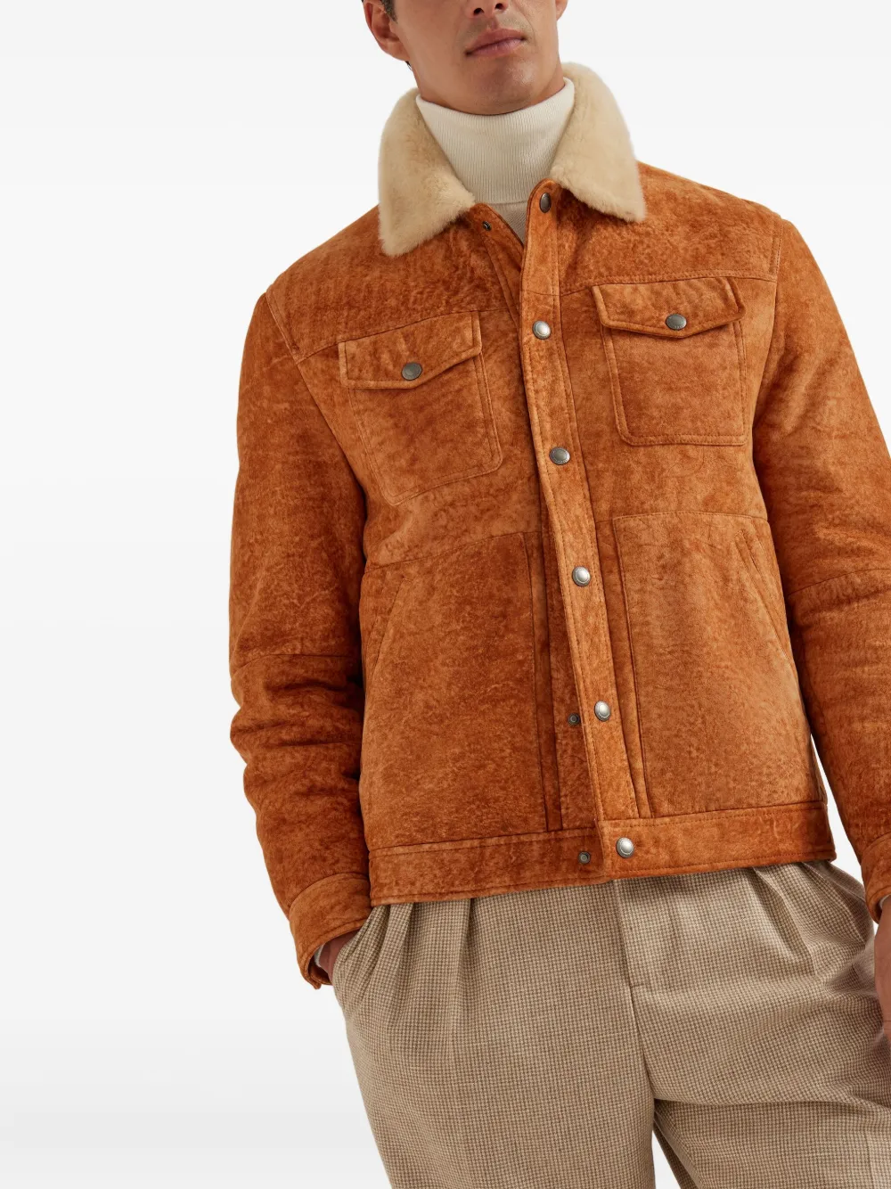 Brunello Cucinelli Jack met lammy kraag Bruin