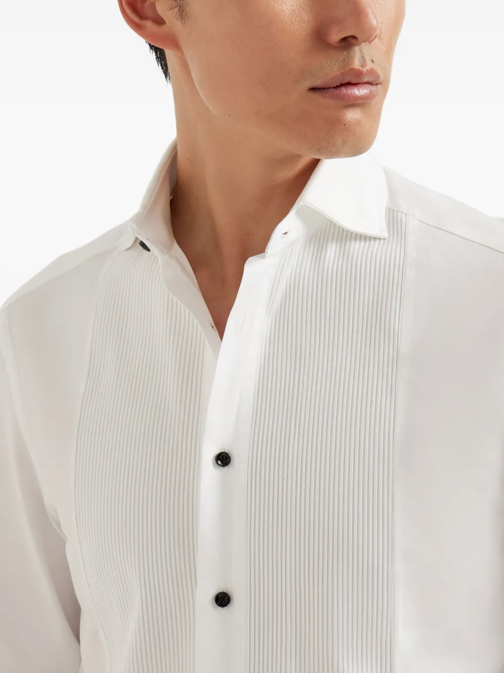 Brunello Cucinelli Geplooid smoking overhemd Wit