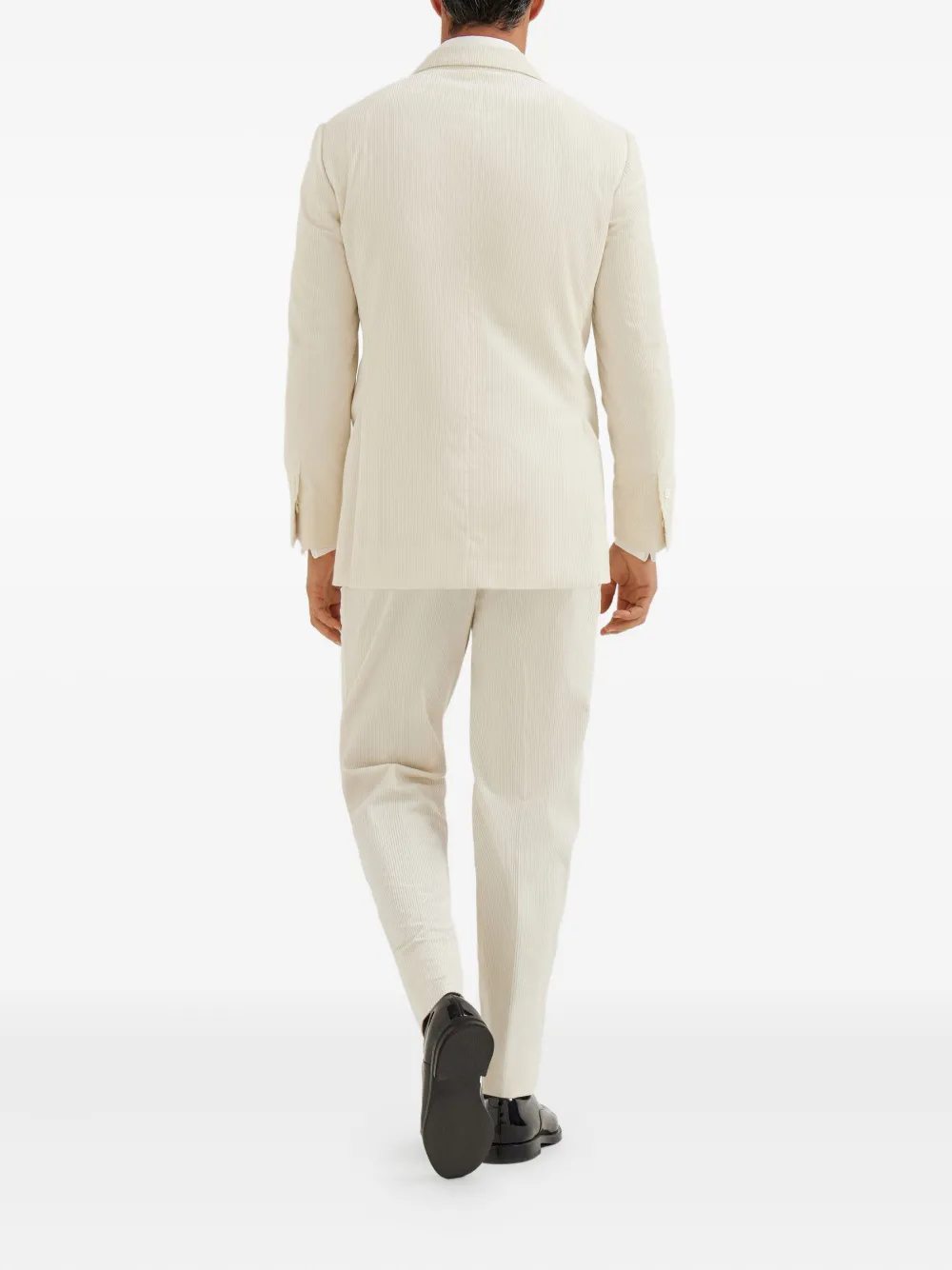 Brunello Cucinelli Pak met dubbele rij knopen en puntige revers Beige