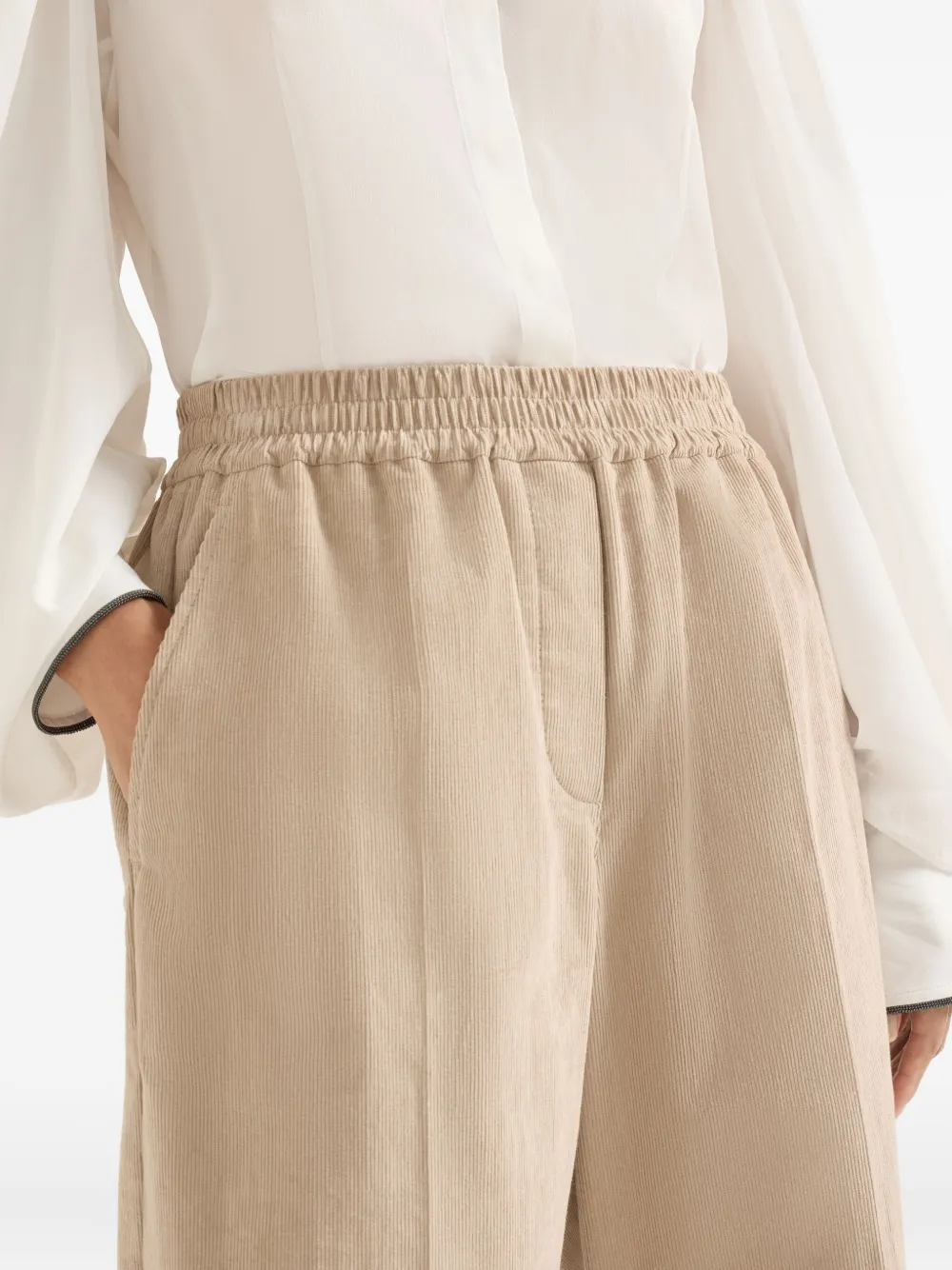 Brunello Cucinelli Ribfluwelen broek Beige
