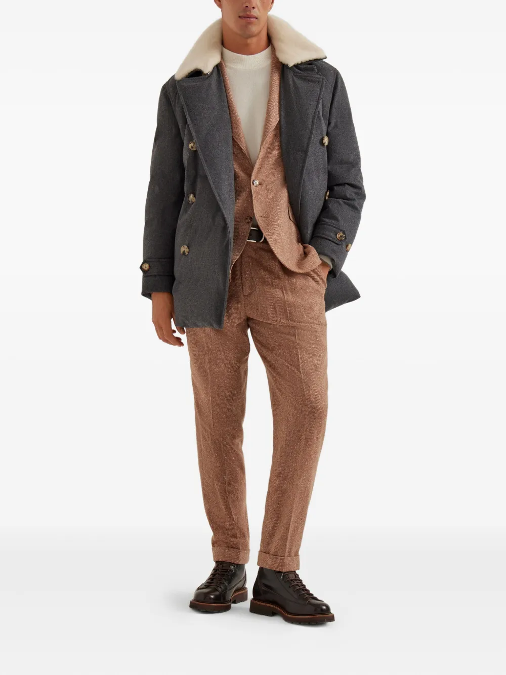 Brunello Cucinelli herringbone-pattern single-breasted blazer | Blazers | Image 2