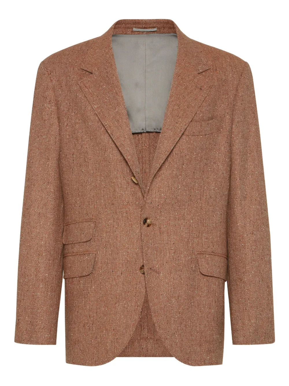 Brunello Cucinelli herringbone-pattern single-breasted blazer | Brown | Image 1