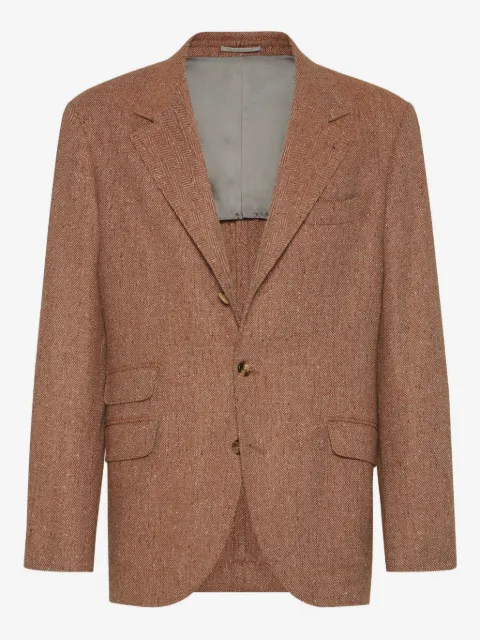 Brunello Cucinelli herringbone-pattern single-breasted blazer