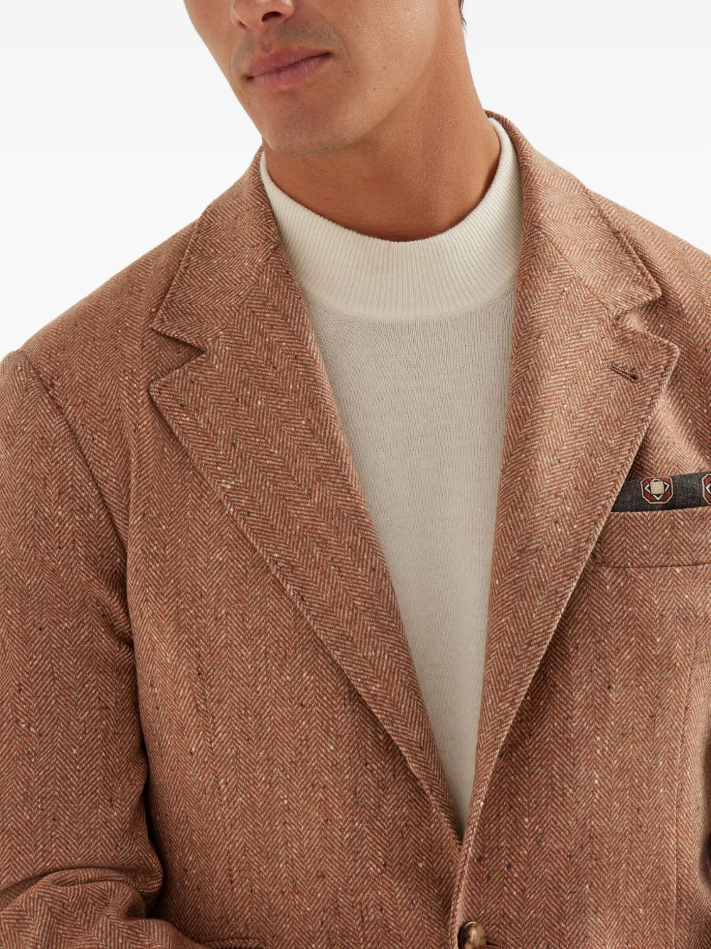 Brunello Cucinelli Blazer met visgraatpatroon Bruin