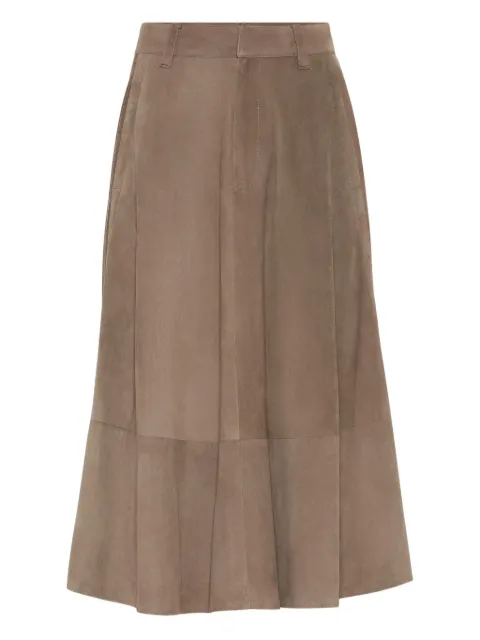Brunello Cucinelli falda midi de gamuza