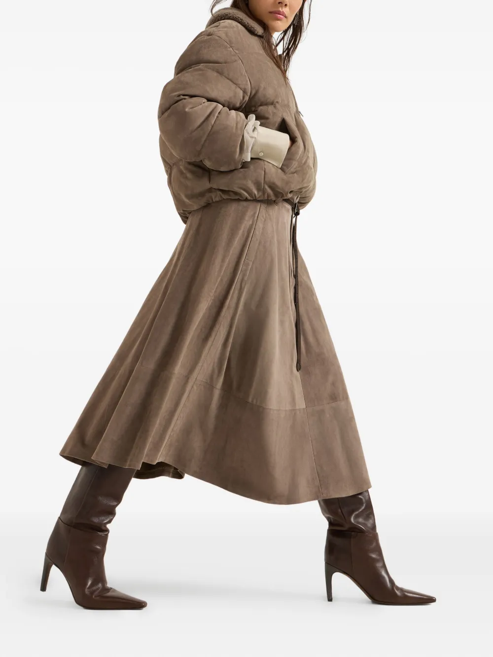 Brunello Cucinelli 80 mm leren laarzen met puntige neus Bruin