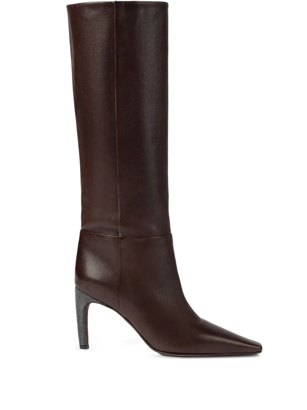 Brunello Cucinelli 80mm pointed heel leather boots | Brown | Image 1