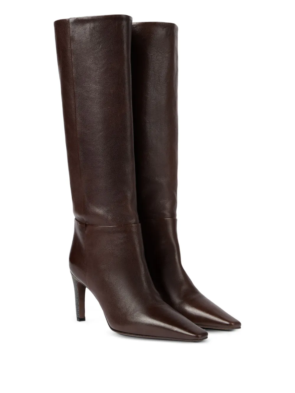 Brunello Cucinelli 80mm pointed heel leather boots | Knee-High Boots | Image 2