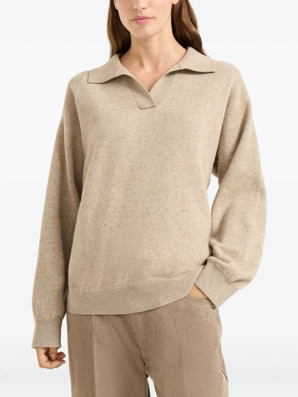 Brunello Cucinelli Cashmere Double Knit Polo Shirt In Neutral