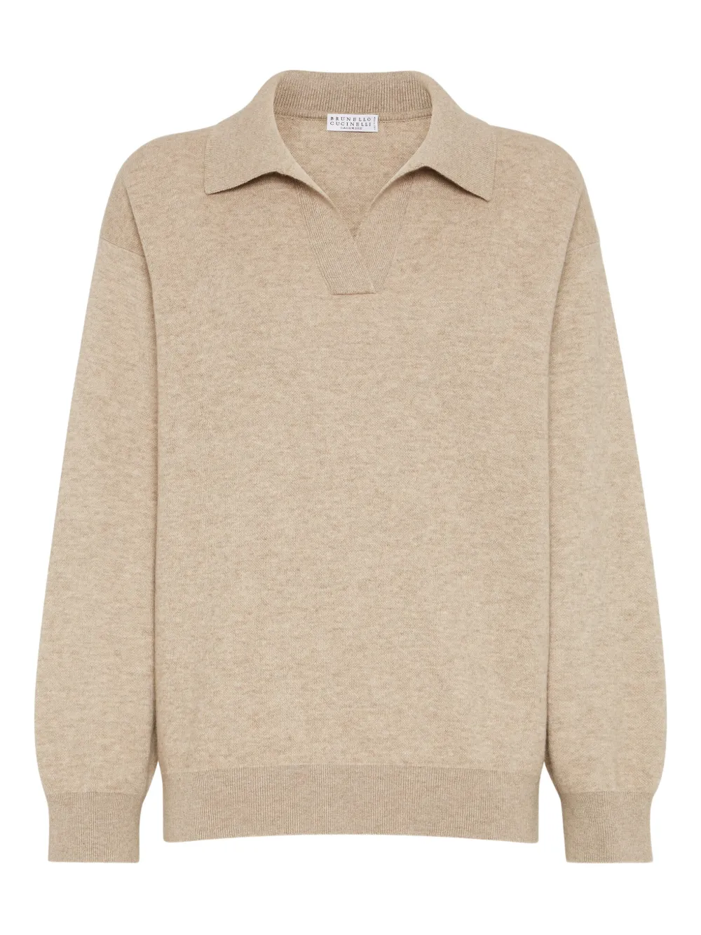 Brunello Cucinelli Cashmere Double Knit Polo Shirt In Neutral