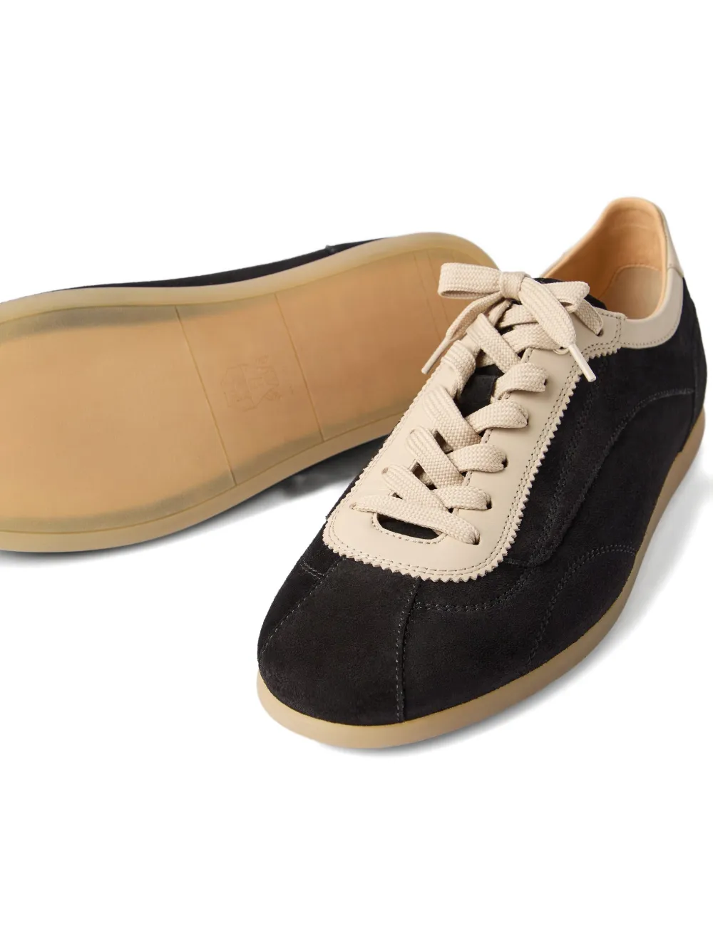 Brunello Cucinelli Sneakers met suède vlakken Zwart