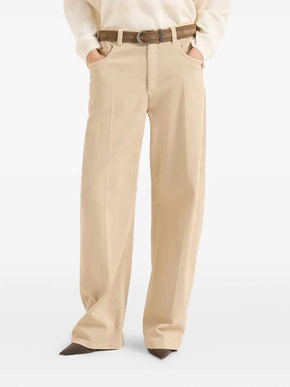 Brunello Cucinelli Jeans met vijf zakken Beige