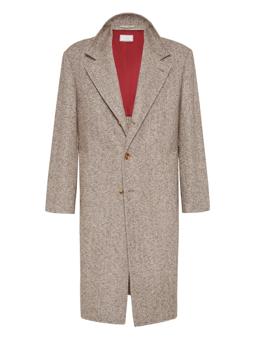 Brunello Cucinelli chevron-pattern single-breasted coat | Neutrals | Image 1