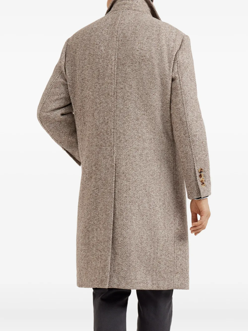 Brunello Cucinelli Jas met enkele rij knopen en chevron streep Beige