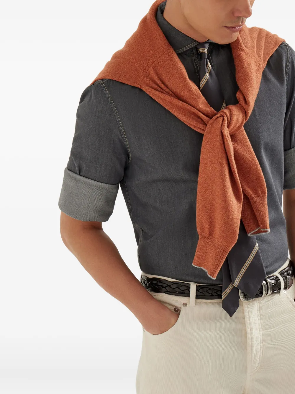 Brunello Cucinelli Overhemd met gespreide kraag Grijs