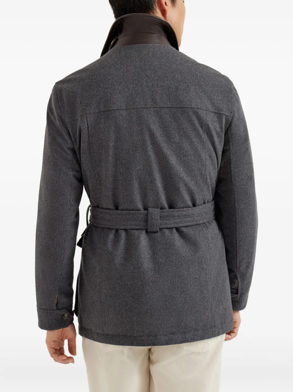 Brunello Cucinelli Gewatteerd jack met ceintuur Grijs