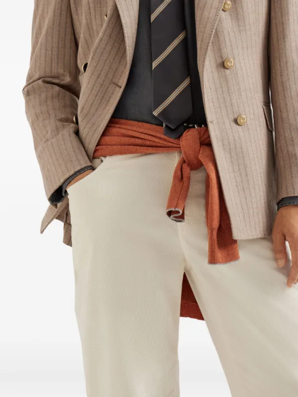Brunello Cucinelli ガーメントダイ パンツ | ニュートラル | FARFETCH JP