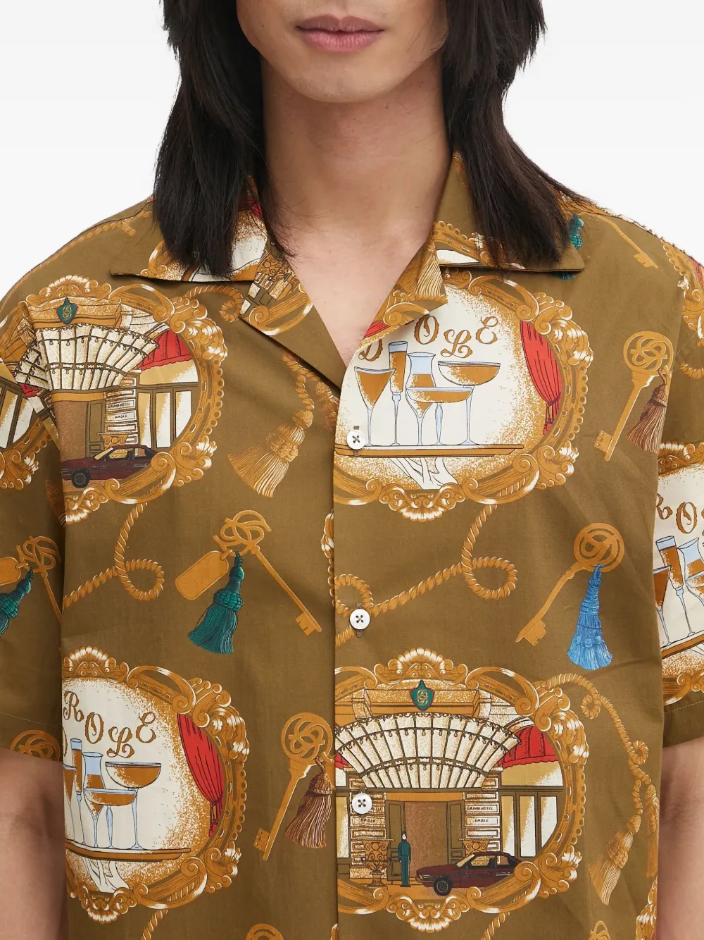 Drôle De Monsieur Overhemd met korte mouwen en patroon Bruin