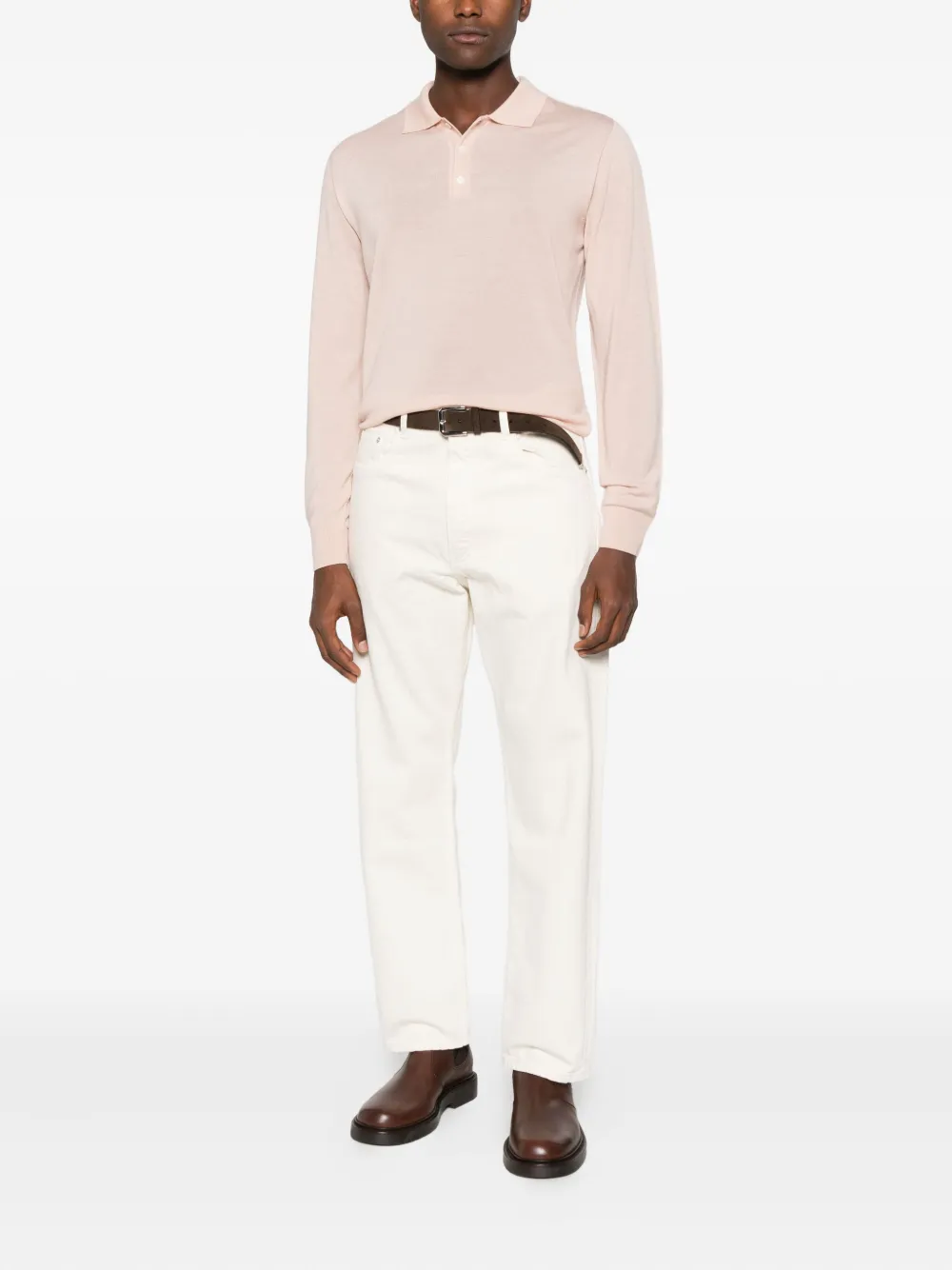 Canali Poloshirt met knopen - Roze