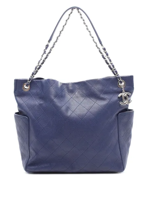 CHANEL Pre-Owned сумка-тоут Quilted Caviar Side Pocket с логотипом CC (2014 год)