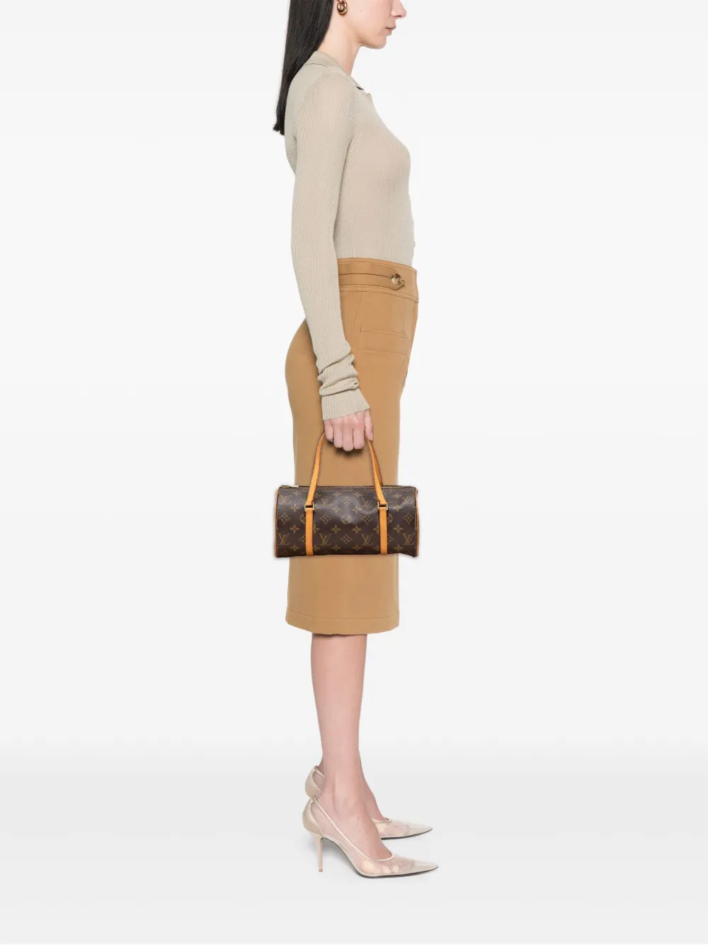 Pre-owned Louis Vuitton 2003 Monogram Papillon 28 Handbag In Brown