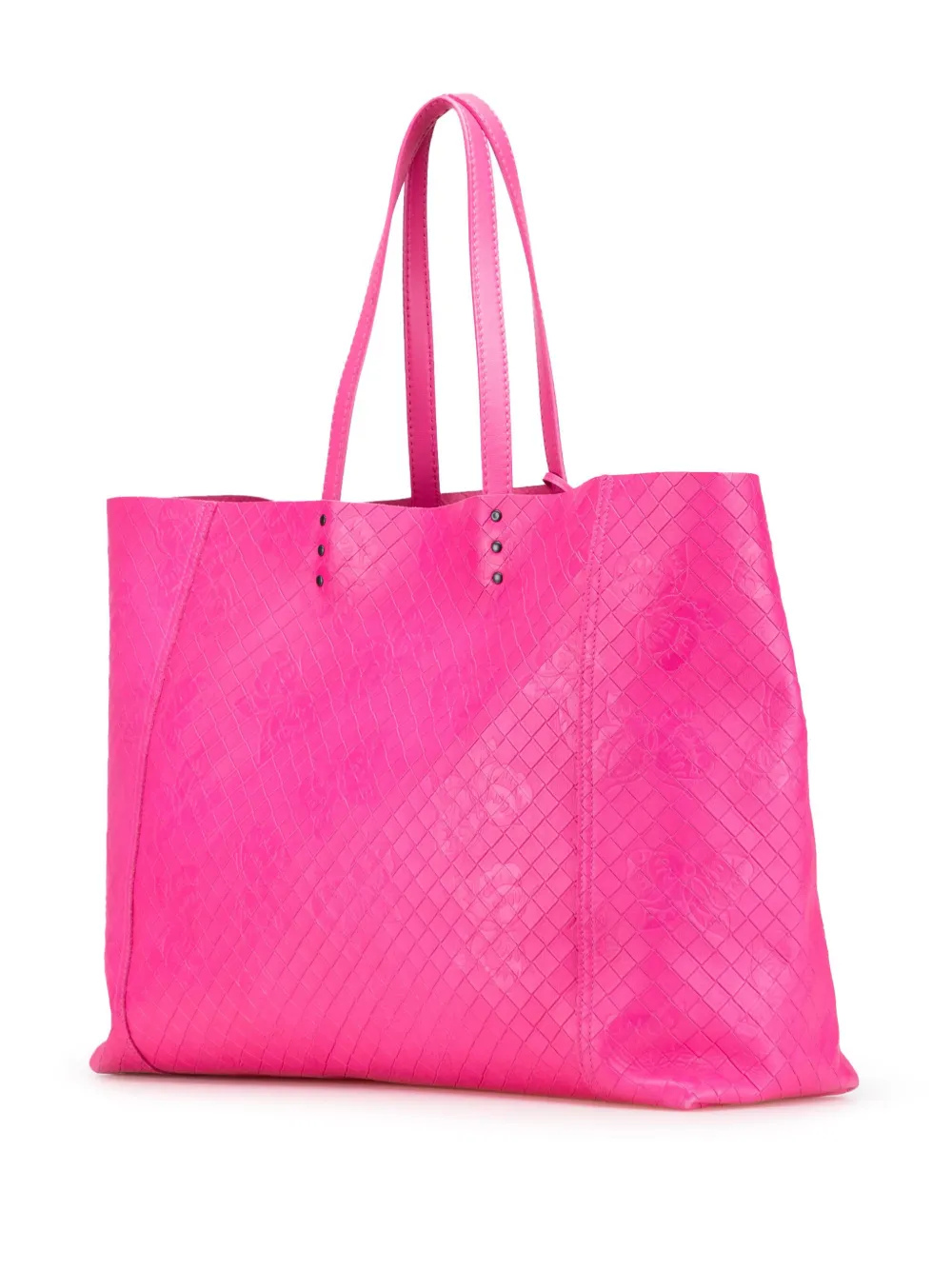 Pre-owned Bottega Veneta 2012-2025 Leather Intrecciomirage Butterfly Tote Bag In Pink